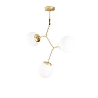 Camlı 3Lü Avize Parlak Gold Damar-6317