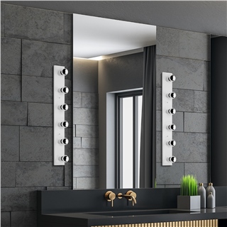 Rustik 6Lı Aplik Parlak Beyaz Mırro-12236