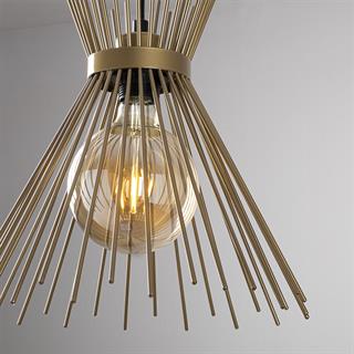 Kirpi Tekli Tel Sarkıt Avize Parlak Gold, Dekoratif Metal Tavan Aydınlatma KIRPI-3082