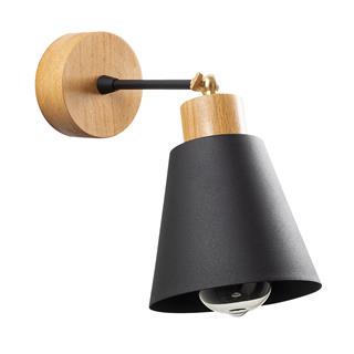 Konikkem Hareketli Başlık Metal Sıvama Tekli Mafsallı Natural Ahşap Aplik Siyah KONIKKEM-N-610