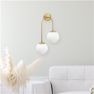 Camlı 2Li Aplik Parlak Gold Jewel-10585