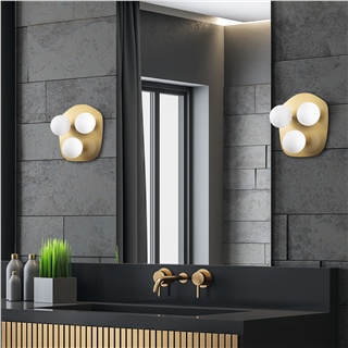 Camlı 3Lü Aplik Parlak Gold Well-11711