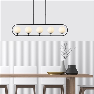 Camlı 5Li Avize Pütürlü Siyah Jewel-10610