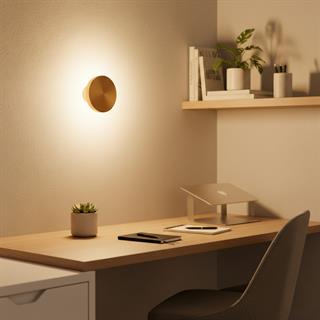 Aura Ledli Metal Sıvama Tekli Duvar Aplik Çap 20 cm,Eskitme Altın,Ambiyans Aydınlatma AURA-15520-L