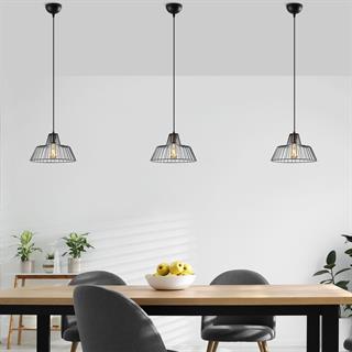 Hakcu Tekli Tel Sarkıt Avize Siyah, Modern Dekoratif Metal Lamba HAKCU-11940