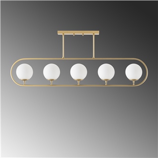 Camlı 5Li Avize Parlak Gold Jewel-10621