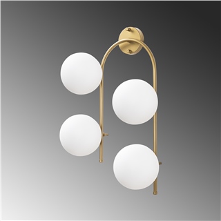 Camlı 4Lü Aplik Parlak Gold Jewel-10605