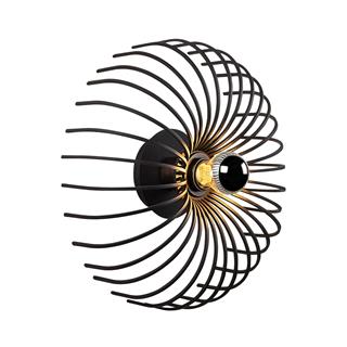 Karsortel Vintage Tel Başlıklı Aplik Siyah Çap 36cm,Rustik Dekoratif Duvar Lambası KARSORTEL-N-645-S