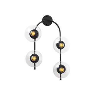 Camlı 4Lü Aplik Pütürlü Siyah Jewel-10590