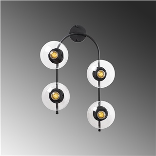 Camlı 4Lü Aplik Pütürlü Siyah Jewel-10590