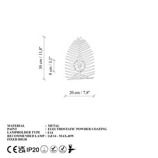 Leaf Metal Yaprak Başlıklı Rustik Tekli Aplik Parlak Gold, Modern Duvar Lambası LEAF-15322