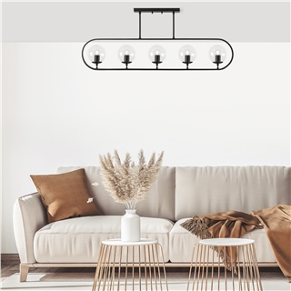 Camlı 5Li Plafönyer Pütürlü Siyah Jewel-10616