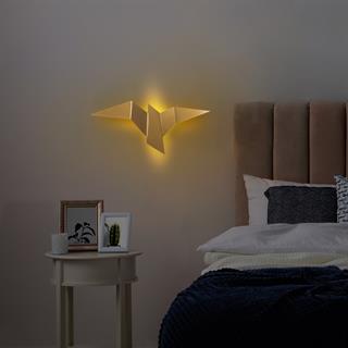 Kuş Figür Modern Büyük Boy Ledli Aplik Gold, Duvar Led Aydınlatma 3000K Sarı Işık PACALI-13503-L