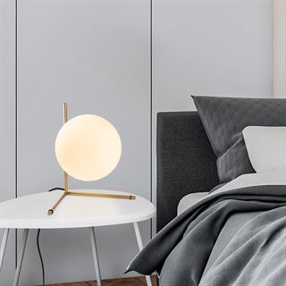 Luminar Modern Glop Cam Başlıklı Masa Lambası Dekoratif Aydınlatma Parlak Gold LUMINAR-14171