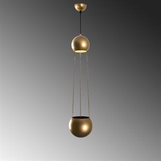 Verde Tekli Saksı Sarkıt Avize Parlak Gold, Modern Dekoratif Çiçeklik Tavan Aydınlatma VERDE-15422