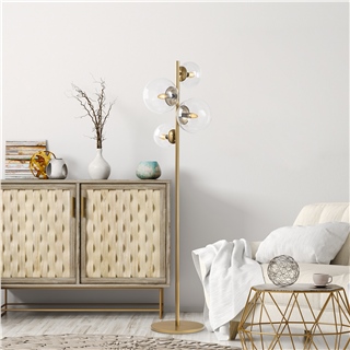 Camlı 4Lü Lambader Parlak Gold Fazlı-10524