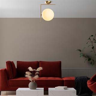 Luminar Modern Tekli Glop Cam Plafönyer Avize Parlak Gold, Dekoratif Tavan Aydınlatma LUMINAR-14121