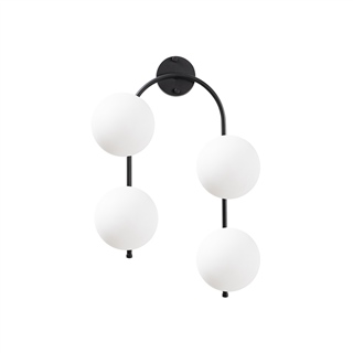 Modern Siyah 4lü Duvar Aplik Beyaz Glop Cam E14Duy Salon Antre Dekoratif Duvar Lambası,JEWEL-10595