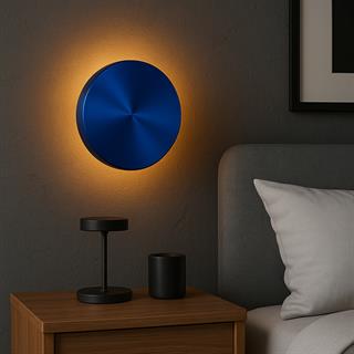 Aura Ledli Metal Sıvama Tekli Duvar Aplik Çap 15 cm,Metalik Mavi,Ambiyans Aydınlatma AURA-15520-M