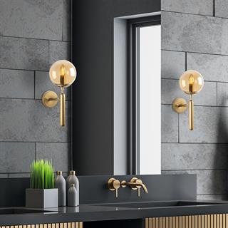 Camlı Tekli Aplik Parlak Gold Kıng-11459