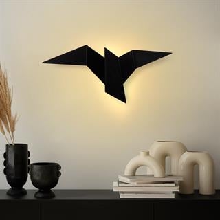 Kuş Figür Modern Büyük Boy Ledli Aplik Siyah, Duvar Led Aydınlatma 3000K Sarı Işık PACALI-13500-L