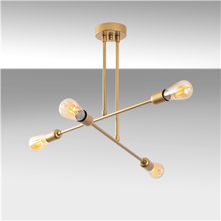Rustik 4Lü Avize Parlak Gold Flower-Asr-007