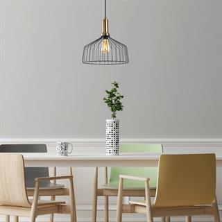 Dear Tekli Tel Sarkıt Avize Siyah, Modern Dekoratif Metal Lamba DEAR-11200