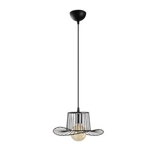 Fötr Şapka Model Tekli Tel Sarkıt Avize Siyah, Dekoratif Metal Lamba FOTRTEL-L-6721