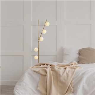 Camlı 5Li Lambader Parlak Gold Domıno-11042