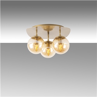 Camlı 3Lü Plafönyer Parlak Gold Well-11705
