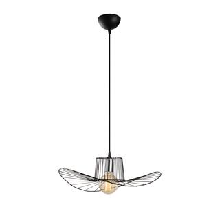 Fötr Şapka Model Tekli Tel Sarkıt Avize Siyah, Dekoratif Metal Lamba FOTRTEL-L-6721
