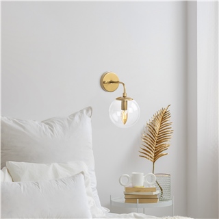 Camlı Tekli Aplik Parlak Gold Horn-12216