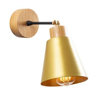 Konikkem Hareketli Başlık Metal Sıvama Tekli Mafsallı Natural Ahşap Aplik Gold KONIKKEM-N-613