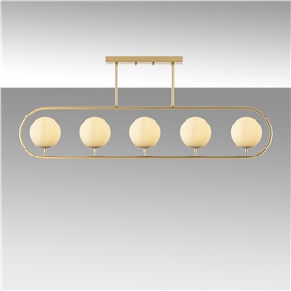 Camlı 5Li Avize Parlak Gold Jewel-10621