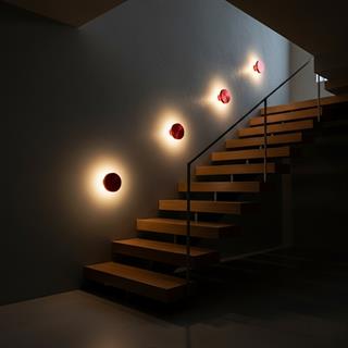 Aura Ledli Metal Sıvama Tekli Duvar Aplik Çap 15 cm,Metalik Kırmızı,Ambiyans Aydınlatma AURA-15520-M