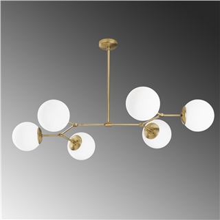 Modern 6 Kollu Ahtapot Avize Beyaz Glop Camlı Metal Yemek Masası Avizesi E27 Duylu,DAMAR-6322