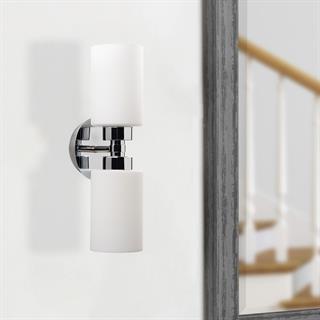 Balcova Modern İkili Cam Aplik Krom, Dekoratif Duvar Lambası BALCOVA-N-347