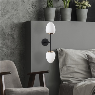 Camlı 2Li Aplik Pütürlü Siyah Camflo-10365