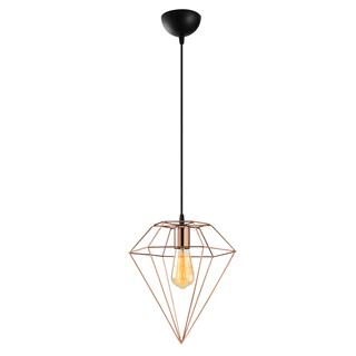 Elmas Tekli Tel Sarkıt Avize Bakır Kaplama, Modern Dekoratif Metal Lamba ELMAS-6289