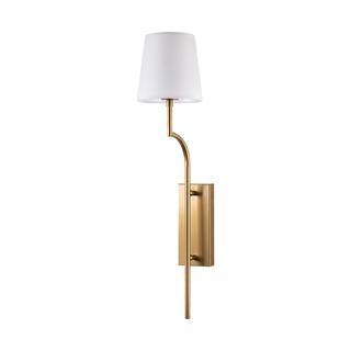 Lumora Modern Konik Kumaş Abajur Aplik Beyaz Gold Gövde, Lüks Duvar Lambası LUMORA-15333