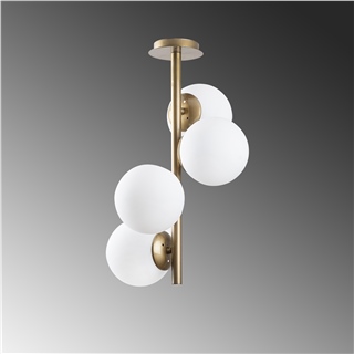 Camlı 4Lü Avize Parlak Gold Faze-Nt-138