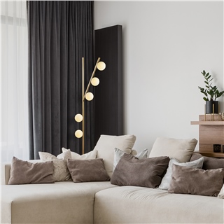Camlı 5Li Lambader Parlak Gold Domıno-11042