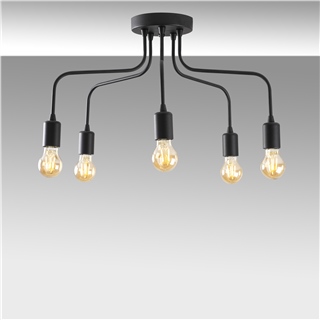 Rustik 5Li Plafönyer Pütürlü Siyah Candelabra-Nua-1182