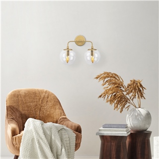 Camlı 2Li Aplik Parlak Gold Horn-12211