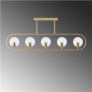 Camlı 5Li Avize Parlak Gold Jewel-10626