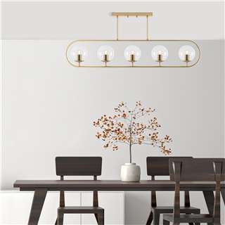 Camlı 5Li Avize Parlak Gold Jewel-10626