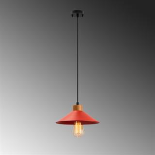 Konik Retro Tekli Sarkıt Avize Kırmızı, Modern Dekoratif Metal Sıvama Tavan Lambası KONIKSIVAMA-006