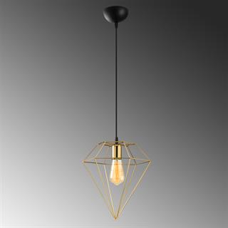 Elmas Tekli Tel Sarkıt Avize Gold Kaplama, Modern Dekoratif Metal Lamba ELMAS-6287