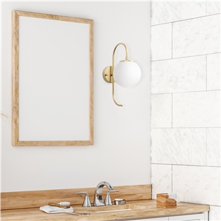 Modern Gold Aplik Beyaz Cam Küre E14Duy,Dekoratif Yatak Başı Salon Antre Duvar Lambası,JEWEL-10565