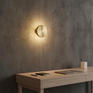 Aura Ledli Metal Sıvama Tekli Duvar Aplik Çap 12 cm,Eskitme Altın,Ambiyans Aydınlatma AURA-15520-S